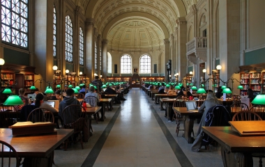 people studying in a public library