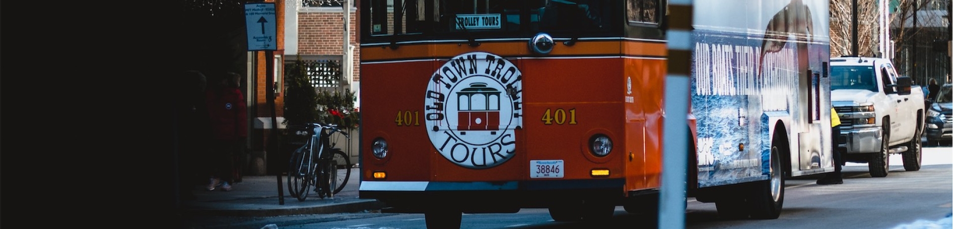 trolly driving through town