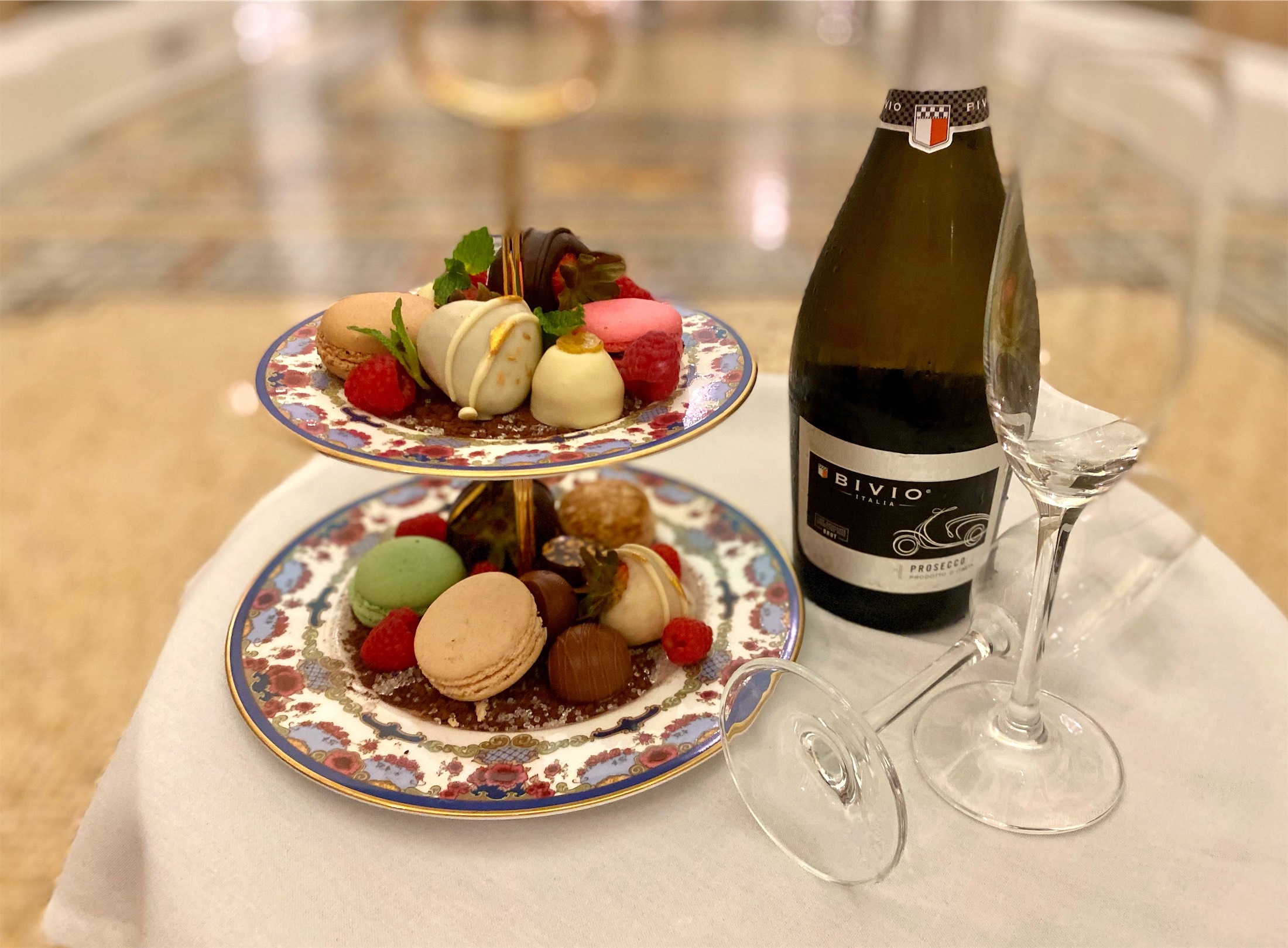 desserts on a display rack