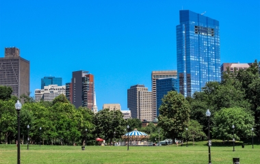 large park with city in the background