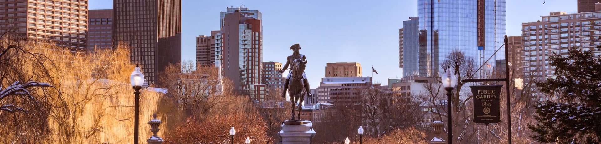 statue in the park at winter time