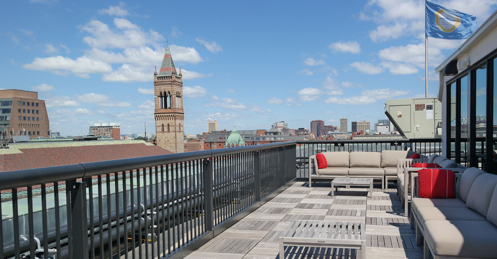 large balcony with comfortable seating