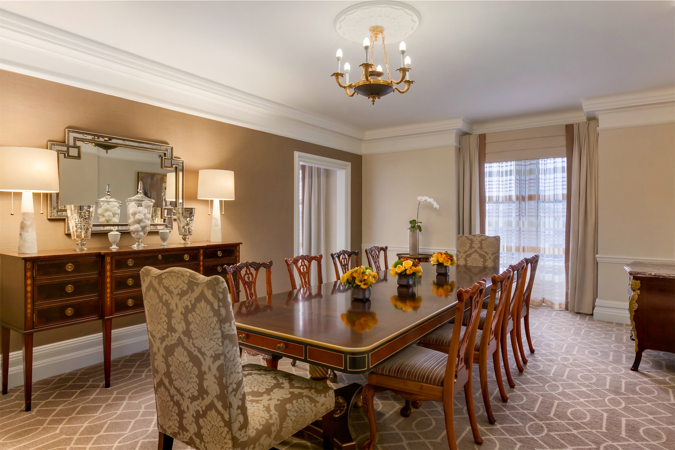 dining room with long table
