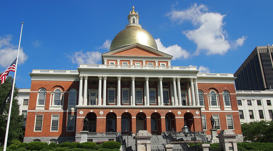 exterior shot of massachusetts state house