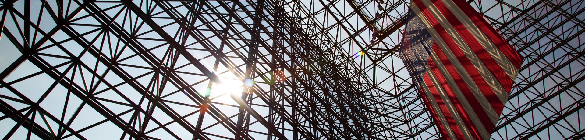American flag at JFK library museum
